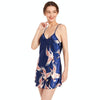 Sexy V-neck Crane Pattern Short Sling Skirt Pajamas, Size:L(Dark Blue)