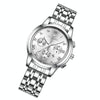 FNGEEN 4006 Ladies Quartz Watch Fashion Luminous Date Display Watch(White Steel White Surface)