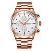 OCHSTIN 7245 Fashion Steel Strap Multifunctional Quartz Men Watch(Rose Gold White)