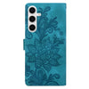 For Samsung Galaxy S24 5G Lace Floral Embossed Magnetic Buckle PU Phone Case With Wrist Strap(Green)