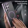 For Samsung Galaxy S25 Ultra 5G MagSafe Magnetic HD Frosted Tempered Glass Holder Phone Case(Purple)