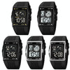 SKMEI 1967 Stainless Steel Buckle PU Strap Waterproof Electronic Watch(Black Gold)