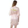 Women Bride Gold Lettering Lace Edge Nightgown, Size:M(Light Pink)