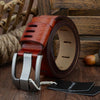 COWATHER QSK001 Men Casual Fashion Two-Layer Leather Pin Buckle Belt,Length 110cm(Brown)