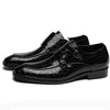 Crocodile Pattern Business Flat Bottom Leather Formal Shoes, Size:46(Black)