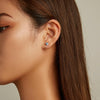 S925 Sterling Silver Heart Zircon Ear Stud Women Earrings(Blue)