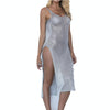 Sexy Perspective Mesh Gauze Strap Dress Swimsuit Cover-up, Size:L(Silver)