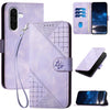 For Samsung Galaxy A36 5G Grid Butterfly Embossed Pattern Leather Phone Case with Lanyard(Light Purple)