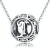 S925 Sterling Silver 26 English Letter Beads DIY Bracelet Necklace Accessories, Style:I
