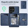 For Samsung Galaxy S25+ 5G Shield Multi-functional MagSafe Card Bag Phone Case(Blue)