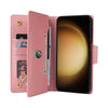 For Samsung Galaxy S25+ 5G Rivet Buckle 9 Cards Three Fold Leather Phone Case(Rose Gold)