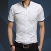 Men Business Shirt Short Sleeves Turn-down Collar Shirt, Size:M(White)