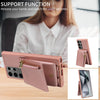 For Samsung Galaxy S25 Ultra 5G Crossbody Lanyard Zipper Wallet Leather Phone Case(Rose Gold)