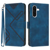 For Samsung Galaxy A36 5G Line Pattern Skin Feel Leather Phone Case(Royal Blue)