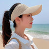 8010 Lady Empty Top Outdoor Sports Peaked Cap Students Sun Hat(Beige)