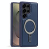 For Samsung Galaxy S22+ 5G Silver Shield MagSafe Holder Shockproof Phone Case(Blue)