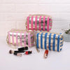 Multifunctional Striped PU Waterproof Cosmetic Toiletry Bag(Rose Red)
