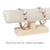 Solid Wood Single-layer T-shaped Jewelry Display Stand(White Leather)