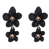 1 Pair Ladies Fashion Geometric Flower Earrings(Black)