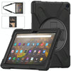 For Amazon Kindle Fire HD 10 2021 Silicone + PC Protective Case with Holder & Shoulder Strap(Black)