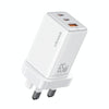 USAMS US-CC196 65W ACC Three Ports GaN Charger, UK Plug(White)
