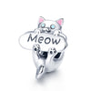 S925 Sterling Silver Naughty Cat Beads DIY Bracelet Necklace Accessories