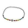 925 Silver Plated Rainbow Smile Beaded Bracelet Ladies Jewelry, Color: Bead Model