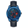 SANDA 1065 3D Hollow Out Wheel Non-rotatable Dial Quartz Watch for Men, Style:Leather Belt(Blue Red)