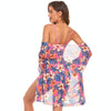 Bikini + Mesh Shawl + Split Swimsuit Women Swimsuit With Chest Pad, Size: XL(Pink)