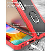 For LG Velvet PC + Rubber 3-layers Shockproof Protective Case with Rotating Holder(Red + Black)