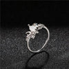 White Opal Ring Women Crystals Engagement Rings, Ring Size:8(Gold)