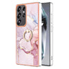 For Samsung Galaxy S25 Ultra 5G Electroplating Marble IMD TPU Phone Case with Ring Holder(Rose Gold 005)