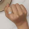 BSR449-8 S925 Sterling Silver White Gold Plated Zircon Rose Ring Hand Decoration