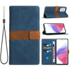 For Samsung Galaxy A53 5G Grid Stitching Leather Phone Case with Lanyard(Blue)