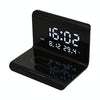 RT1 10W QI Universal Multi-function Mobile Phone Wireless Charger with Alarm Clock & Time / Calendar / Temperature Display(Black)