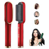 2 In 1 Hair Straightener Brush And Curler Negative Ion Hair Straightener Styling Comb(Red)