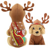 Dog Santa Costume, Sled Brown Antler, S, Warm Winter Outfit
