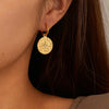 OPK GE917 1pair Simple Stainless Steel Round Plaque Earrings Vintage Temperament Earrings