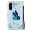 For Samsung Galaxy A36 5G / A56 5G Crystal Texture Colored Drawing Leather Phone Case(Blue Pansies)