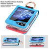 For Samsung Galaxy Z Flip5 VIETAO Metal Ring Card Slot PU Phone Case(Blue Pink)