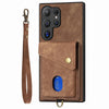 For Samsung Galaxy S25 Ultra 5G Retro Card Wallet Fold Leather Phone Case with Strap(Brown)