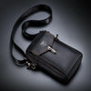 BULL CAPTAIN 076 Retro Leather Mobile Phone Waist Bag Men Leather Messenger Bag(Black)