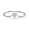 BSB133-17 Sterling Silver S925 White Gold Plated Zircon Heart Sparkling Bracelet