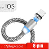 USB to 8 Pin Magnetic Metal Connector Nylon Two-color Braided Magnetic Data Cable, Cable Length: 1m(Silver)