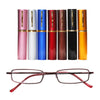 Reading Glasses Metal Spring Foot Portable Presbyopic Glasses with Tube Case +3.50D(Silver Gray)