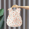 Children Summer Sleeveless Bibs Flowery Eating Reversible Clothes, Style: Pink Sunflower(Size: 100)