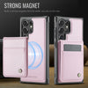 For Samsung Galaxy S25 Ultra 5G JEEHOOD J06 British Style RFID MagSafe Card Bag PU Phone Case(Pink)