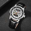 Ochstin 2002C Men  Automatic Hollow Leather Mechanical Watch Business Waterproof Night Light Men Watch Mechanical Watch(Silvery)
