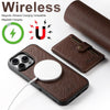 For iPhone 14 Suteni H20 Cross-Grain MagSafe Horizontal Card Bag Back Phone Case(Brown)