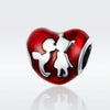 S925 Sterling Silver Red Heart Boy Girl Beads DIY Bracelet Necklace Accessories